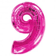 Воздушный шар цифра "9" малиновая